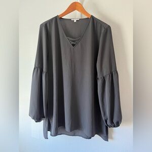 Maurices Charcoal Blouse with V-Neck
